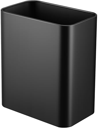 TIPGO Bote de basura pequeño de metal, 2.1 galones delgado para baño, papelera para dormitorio, oficina, cocina, debajo del fregadero (negro mate)