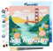 Figured'Art Mini Malen Nach Zahlen Erwachsene Mit Rahmen 20x20cm Kleines Format - Reiseplakat San Francisco - Paint by Numbers Basteln DIY Bastelset Leinwand gespannt auf Holzrahmen