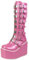 ticticlily Stivali Donna Stivali con Plateau Punk Gotico Zeppe Stivali Alti al Ginocchio Stivali Goth Stivali Invernali Stivali da Cavaliere con Cerniera Stivali con Tacco Grosso F Rosa 39 EU