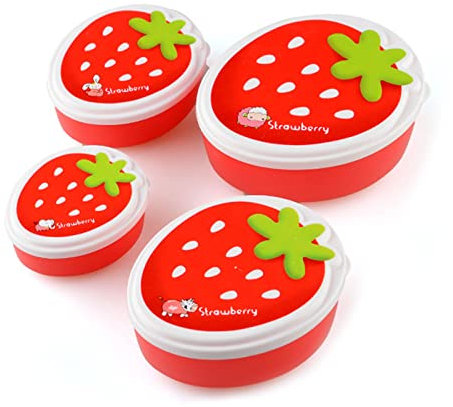 4 Pcs Portable Food Storage Box Cute Lunch Box Plastic Stackable Lunch Bowls Set Christmas Gifts for Family Lunch Box for Car and Home Kids Girls Adults Cute Women Leak Proof School Microwave