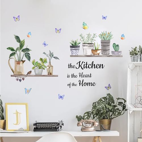 Tanlaby Adesivi Murali Cucina Fiori e Piante Adesivi da Parete La Cucina è il Cuore Della Casa Decorazioni Parete da Attaccare e Staccare per la Adesivi Muro Della Cucina Della Sala Pranzo Ristorante