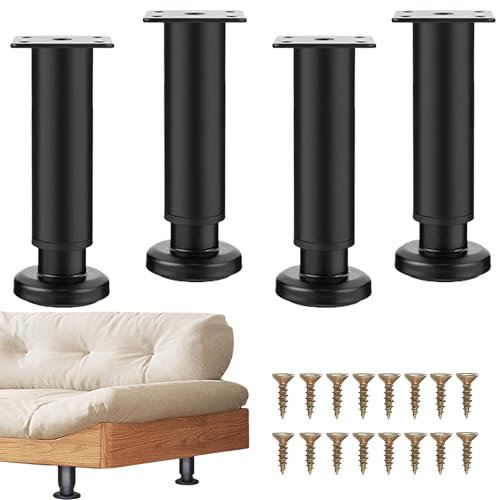 YUEMING 4 Pièces Pieds de Meuble Reglable 18-30cm Pied Meuble Salle de Bain Pieds Reglables, Pieds de Support en Fixation en Métal pour Meubles, Table, Chaise, Bureau, Cuisine, Armoire, Canapé