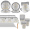 69 P Silver and Gold 70th Birthday Tableware Set Decor,Paper Cups Napkins Plates(7in+9in) and Table Cloth in Silver,Disposable Paper Dinnerware Decorations for Her Him 70th Birthday Gift Party