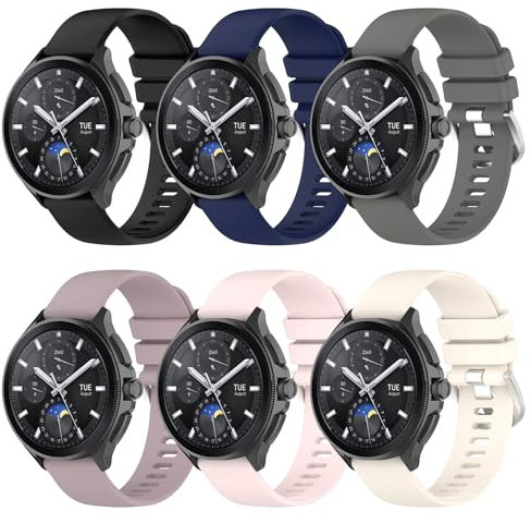 Xisair 6 Stück Ersatzbänder für Xiaomi Watch S3, Silikonband Sportband Atmungsaktive Wasserdichte Uhrenarmbänder für Xiaomi Watch 2/2PRO/S3/S1 Armbänder für Frauen Männer
