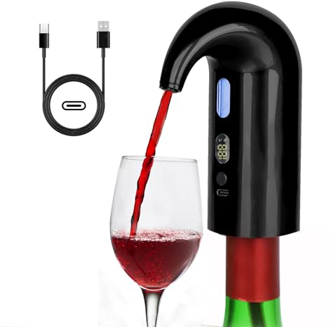 Aireador de vino eléctrico, decantador de vino eléctrico y vertedor de decantador de vino One Touch para tinto y blanco, aireador y dispensador de vino inteligente con recargable tipo C