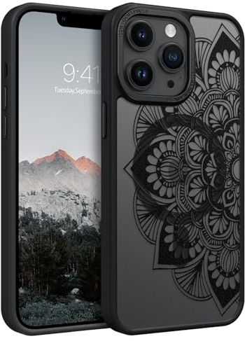 BENTOBEN für iPhone 13 Pro Max Hülle mit MagSafe Magnetisch Hülle für iPhone 13 Pro Max 6.7 Durchscheinende Matt Mandala Anti-Fingerabdruck Handyhülle Rückseite Dünn Stoßfest Schutzhülle, Schwarz
