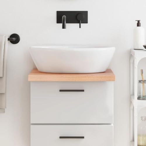 Encimera baño Madera Maciza tratada marrón Claro 40x60x(2-4) cm,Lavabo sobre encimera, Lavabo de tocador, Lavabo sobre encimera para baño