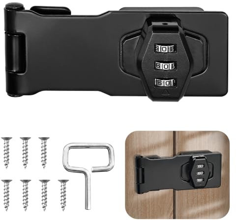 LANSKYLAN Serrature con Combinazione 4 Pollici Lucchetto con Combinazione a 3 Cifre Serrature a Cerniera con Password Serrature per Armadietti con Vite per Armadietto Cassetti e Porta, Nero