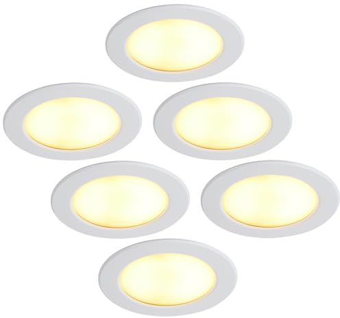 HCFEI 6er Set LED Einbaustrahler Weiss 230V Dimmbar 68mm 4.5W Ultra Flach IP44 LED Spots 3CCT Warmweiß Neutralweiß Kaltweiß Deckenspots für Badezimmer Küche Wohnzimmer, Kein Flackern (6er Set)