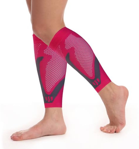 FairyPeach Manchon Compression Mollet, Bas de Contention Sans Piedc Femme Homme, Chaussettes de Contention pour Sport Course Jogging Vélo Fitness Exercise, pour Sport Jogging Vélo Exercise (Rose M)