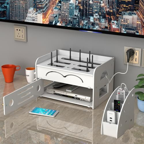 Onxyrbyte BoîTe De Rangement du Routeur WiFi,WiFi BoîTe De Stockage De Routeur,Cache Box Internet,Meuble Box Internet,éConomiser De l'espace,pour Salon,TV,éTagèRe pour DéCoration D'IntéRieur