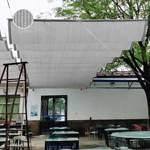 Copertura retrattile per pergola, per patio, giardino, gazebo, veranda, tenda da sole, con ferramenta scorrevole per cavo metallico (1,3 x 3 m, grigio)
