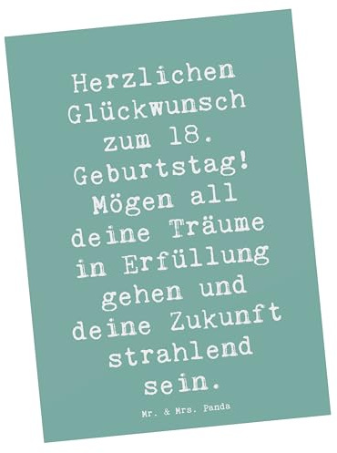Mr. & Mrs. Panda Postkarte Spruch 18. Geburtstag Glückwunsch - Geschenk, Postkarten, handgefertigte Produkte, Geburtstagskind, Alter, Grußkarte, Ansichtskarte, Happy Birthday, bildkarte, Mut geben