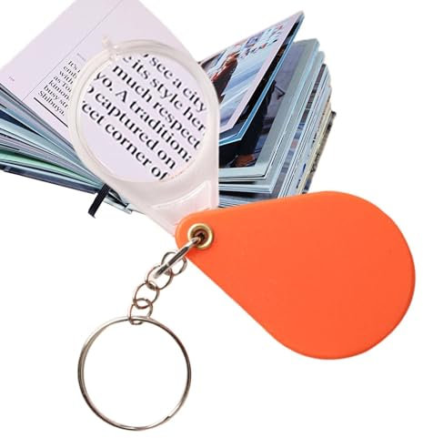 Taschenlupe – Tragbare Orangefarbene Lupe, Handlupe | Kleine Handklappbare Schlüsselanhänger-Lupe, Multifunktionale Heimlupe Zum Lesen, Inspektion, (Orange)