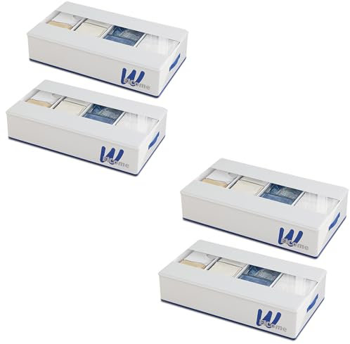 Warmiehomy 4 Pack Under Bed Storage Bags 25L*2 Underbed Storage Boxes with Lid and Cardboards, Under Bed Clothes Storage with Clear Window Zippered Organizer for Quilt Blanket Clothing Shoes