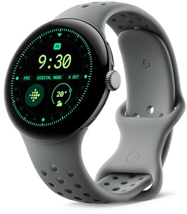 Google Pixel Watch 3 (45 mm) – Montre intelligente Android avec suivi cardiaque, course avancée Fitbit, info fitness, batterie 24 h – Boîtier aluminium mat