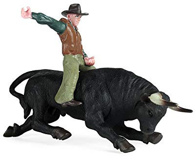 KEALLANS PVC Modelo Animales Rodeo Toro con Jinete Juguete de Plástico Estático Coleccionable para Niños