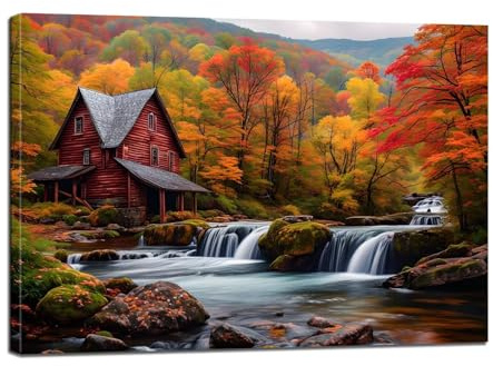 Malen Nach Zahlen Erwachsene Herbst Malen Nach Zahlen Wald Malen Nach Zahlen Kinder, DIY Handgemalt Ölgemälde Paint by Numbers Bastelset mit 3 - Pinseln und Acrylfarbe, 70x90cm (Rahmenlos) BJ-155