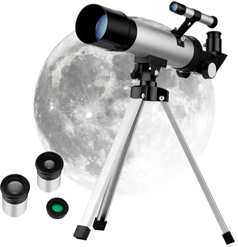 CAXUSD Astronomisches Refraktor Teleskop 18 Stück-90 Stück Vergrößerung mit Verstellbarem Stativ Präzise Fokussierung für Sternenbeobachtung im Freien