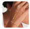 Calkkrer Goldene Handkette Armband für Damen, Gold Plattiertes Finger Ring Armband mit Zirkonia Besatz, Einfaches Wasserdichtes Mode Schmuck für Frauen