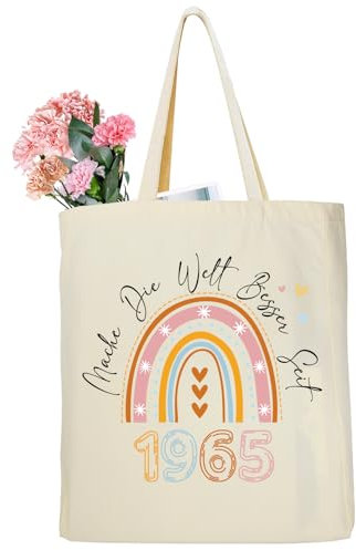 Ysound 60. Geburtstag Geschenk für Frauen Baumwolltasche personalisiert Einkaufstasche Geburtstagsgeschenk für Frauen 1965 Stofftasche Geschenke für Frau Mama Oma Freundin zum 60. Geburtstage
