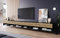 PIASKI Meuble TV 300 cm, éclairage LED inclus, grand meuble TV, plusieurs couleurs (noir/chevron)