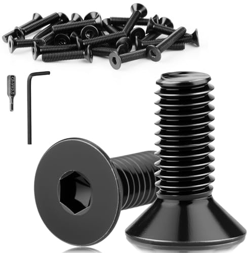 60 Stück Schrauben M4x12 mm Senkkopfschraube Edelstahl A2 V2A Innensechskant Senkkopf Schrauben DIN 7991/ISO 10642 Flachkopfschrauben Vollgewinde Senkschrauben Schwarz für Maschinen Möbelreparatur