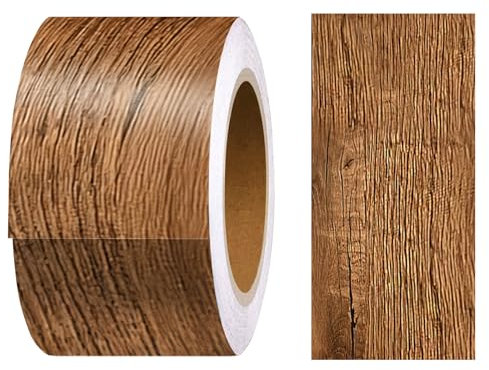 5 x 1000 cm Woodgrain Duct Tape Self Adhesive Door Sticker Brown Patterned Wood Grain Duct Tape Woodgrain Repair Floor Tape Wood Effect Self Adhesive Wallpaper, Furniture Stickers (Bintangor Color)