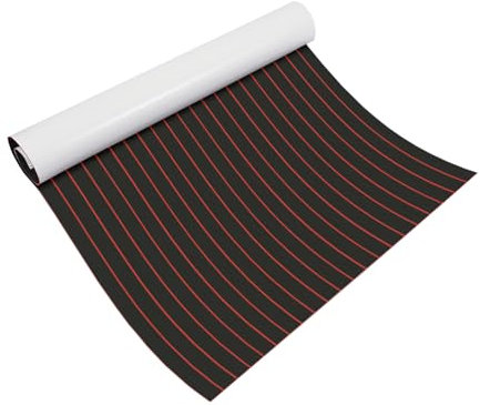 DeeDuud EVA Foam Boat Decking Flooring 240x120cm, Faux Teak Boat Floor Mat, Self-Adhesive Marine Carpet for Pontoon Yacht Swim Platform Helm Pad (Red)