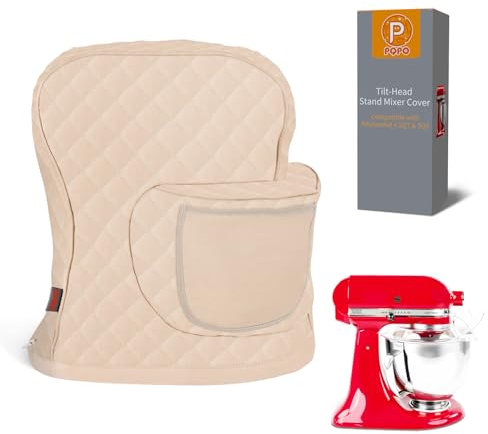 Stand Mixer Cover Compatible with Tilt Head Kitchen Aid Mixer with Storage Bag(White)