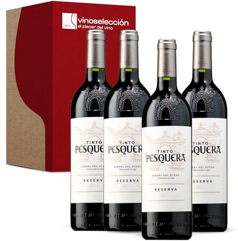 Tinto Pesquera Reserva 2021 D.O. Ribera del Duero 4 Botellas x 75 cl | 100% Tempranillo | 14 Meses en Roble Americano y 15 en Botella | Añada Excelente | Viñedos Viejos