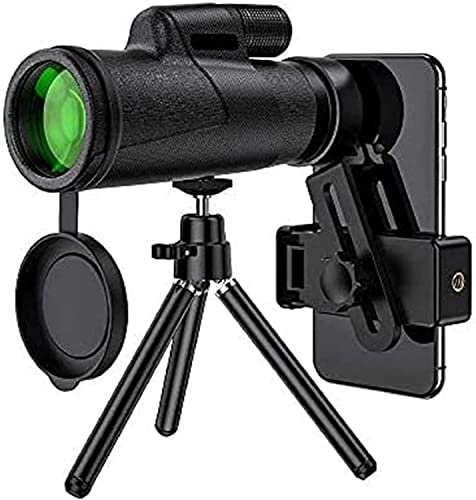 Petit télescope Portable 12x50 pour Adultes. Prisme BAK4 Haute Puissance, Version Nocturne. Étanche, antibuée et antipoussière. Livré avec Adaptateur pour Smartphone et trépied. Taille S.