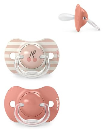 Suavinex, Ciuccio Birdies, 18+ Mesi, 2 pezzi, Rosa | in Silicone, Tettarella SX Pro, tettarella simmetrica, piatta e flessibile, rispetta lo sviluppo orale