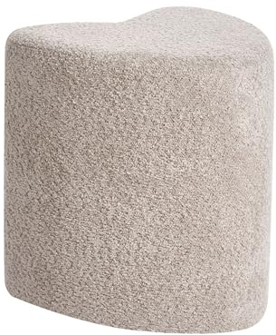 Beliani Heart Shaped Upholstered Pouffe Footstool Ottoman Chenille Light Brown Scotia