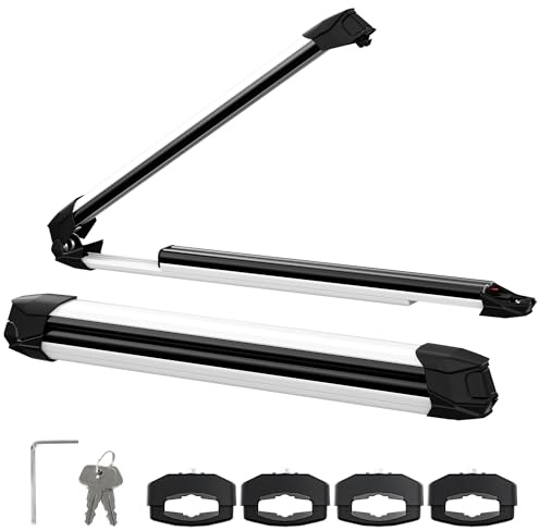 Ski- und Snowboard-Dachträger, Universal-Skiträger, 28'' Passend für 6 Paar Skier/4 Snowboards, mit Anti-Diebstahl-Schloss, Passend für Square/Round/Aero/Oval Cross Bars, Silber