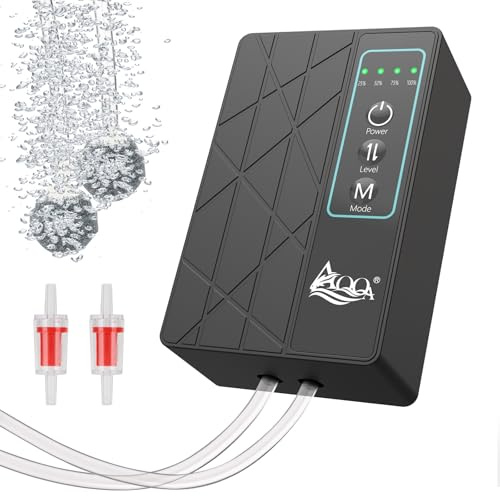 AQQA 80GPH USB Rechargeable Aquarium Air Pump, Silent Flow Oxygen Aerator