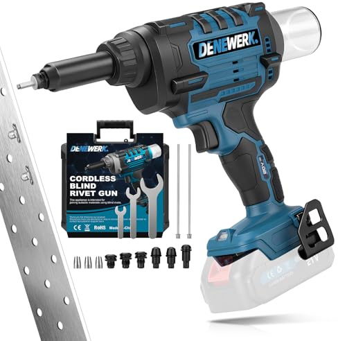 Akku Nietzange Set, Nietpistole Bürstenlose Kompatibel mit Makita 18V Akku | Elektrische Popnietenzange Akku für 2.4-4.8mm Stahl-Blindnieten & 2.4-6mm Aluminium-Blindnieten, 25mm Hublänge (ohne Akku)