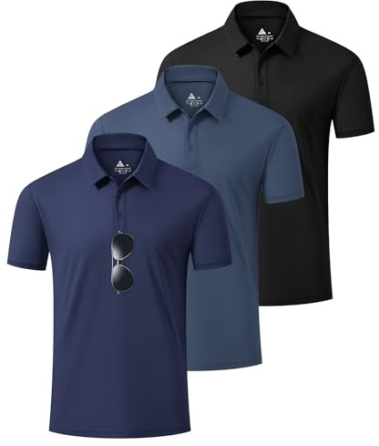 ZITY 3 Pack Mens Polo Shirts Short Sleeve Lightweight Breathable Outdoor Golf Polo Adult Shirt Men Summer Casual Work Sport Basic Tshirt Tops