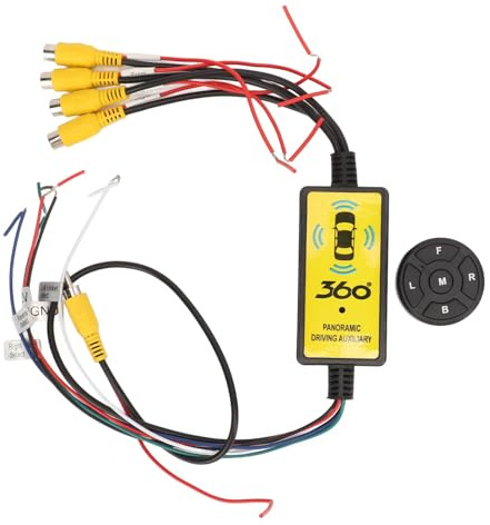 RIZGHWOY 4-in-1-Rückfahrkamera-Umschalter, Video-Splitter mit 4 Eingängen und 1 Ausgang für Autos, LKWs, SUVs mit Drahtloser Fernbedienung, Intelligenter MCU-Schaltung