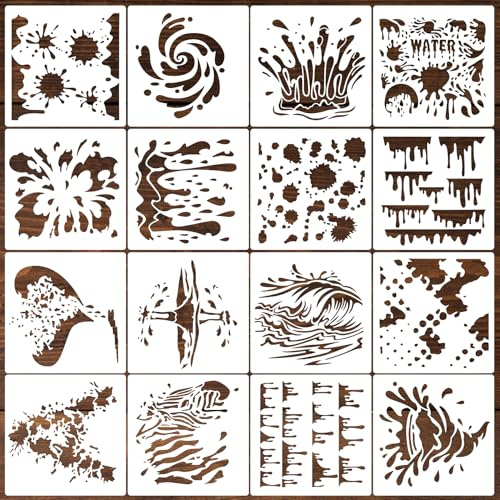 Lekabee 16 Pieces Graffiti Stencils | Spray Paint Splatter and Stain Shoe Stencils Template for DIY Art Painting on Wood, Canvas, Paper, Fabric, Floor, Wall