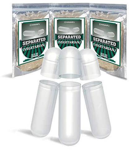 WANANFU Getrennte Vegane Leerkapseln Größe 00 (1000 Stück), leere Kapseln zum Befüllen, Kompatibel mit Kapselfüller 00