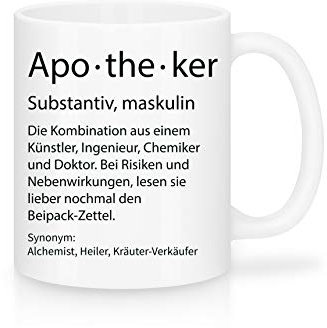 Shirtinator Beruf Definition Apotheker Geschenk Tasse mit Spruch, Arbeit Kollegen Gag Job witzig Teetasse