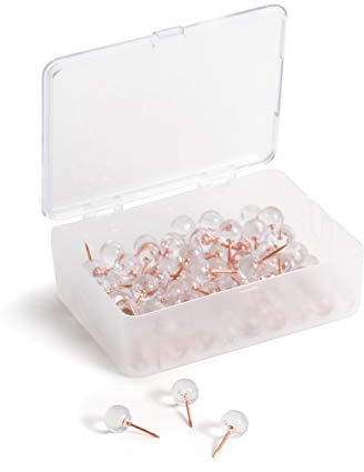 U Brands Sphere Push Pins, Clear Head with Rose Gold Prong, 100 Count (3089U06-24)