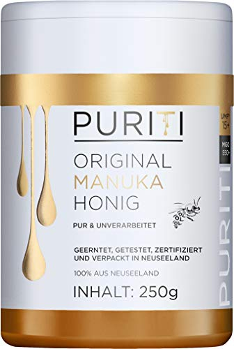 PURITI Manuka Honig MGO 550+ 250g aus Neuseeland mit zertifiziertem Methylglyoxal Gehalt - Laborgeprüft, Direktimport, reines Naturprodukt, frei von Zusatzstoffen