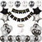 Kiwochy Schwarz Silber Geburtstag Deko Geburtstag Dekoration Set Männer Deko Geburtstag Schwarz Silber Girlande Geburtstagsdeko Happy Birthday Banner für 18. 21. 30. Geburtstag Luftballon Party Deko