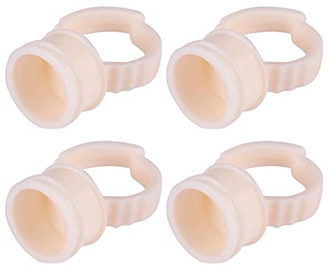 Niiyen Tazza con Anello per Tatuaggio, 3 Tipi 100 Pezzi, Tazza con Anello per Inchiostro per Tatuaggi semipermanente in Silicone, per Colla per Extension Ciglia, Primer(M)
