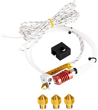 MK10 Extruder Hot End Kit, 3 Stücke 0,4 mm 3D-Drucker-Düsen mit Aluminium Heizblock, NTC 100K Ohm Thermistor, 1m PTFE Schlauch 24V 50W, Kompatibel mit 3D-Drucker-Extruderteile X5SA/X5SA PRO/XY-2PRO
