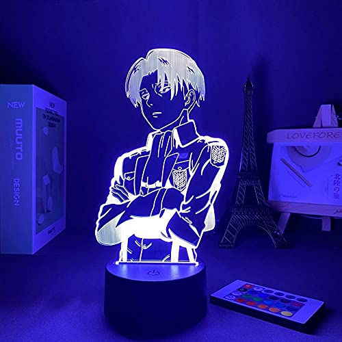 Anime Angriff auf Titan Acryl 3D Illusion Lampe Raumdekor Tischlampe Captain Levi Ackerman Figur Nachtlicht Kind Geburtstagsgeschenk-16 Farbe mit Fernbedienung