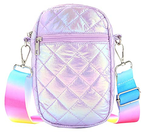 Herbests Damen Umhängetasche Handytasche zum Umhängen,Kleine Crossbody Reißverschluss Geldbörse Bunt Regenbogen Verstellbar Abnehmbar Schultergurt Schultertaschen, Geschenk für Kinder Mädchen