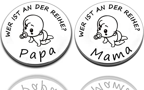 KIYOYI Geschenke Zur Geburt,Neue Papa Mama Geschenke Entscheidungsmünze,Taufgeschenke für mädchen jungen,Neue Eltern Geschenk Schwangerschaftsgeschenk,Personalisierte Geschenke Baby (F)